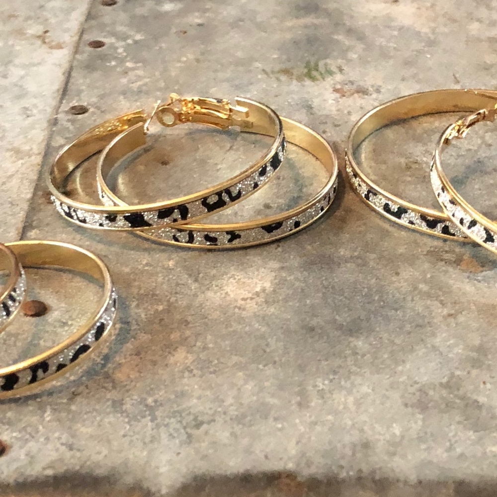 Leopard Print Gold Hoop Earrings